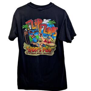 Vintage Flip Flops Sports Pub Dive Bar Daytona Beach FL Tshirt w/Pocket